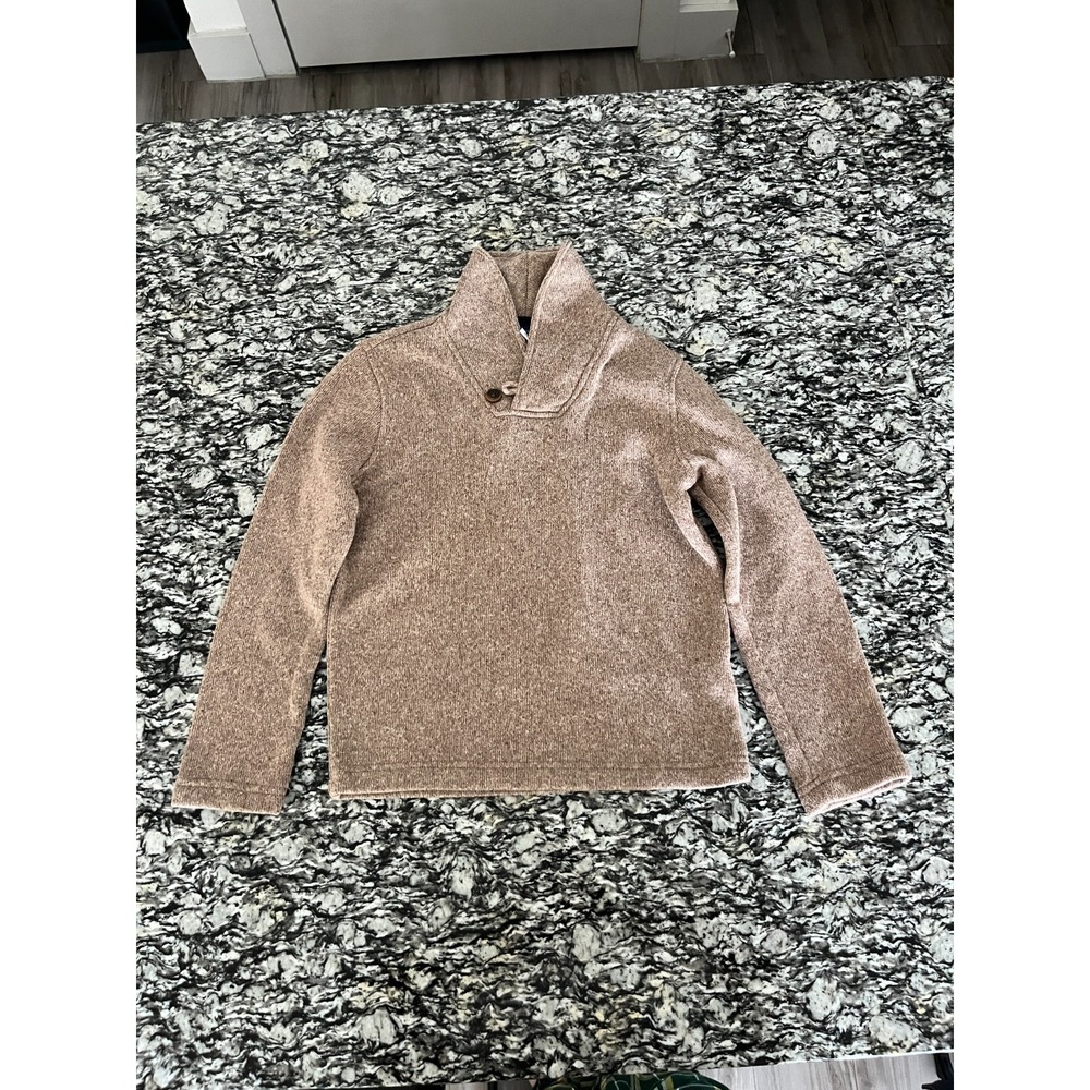 Old Navy Sweater Kids M(8) Brown Tight Knit Fleece Lined Shawl Neck Winter Wear